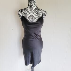 Urban Outfitters Black Satin Mini Slip Dress